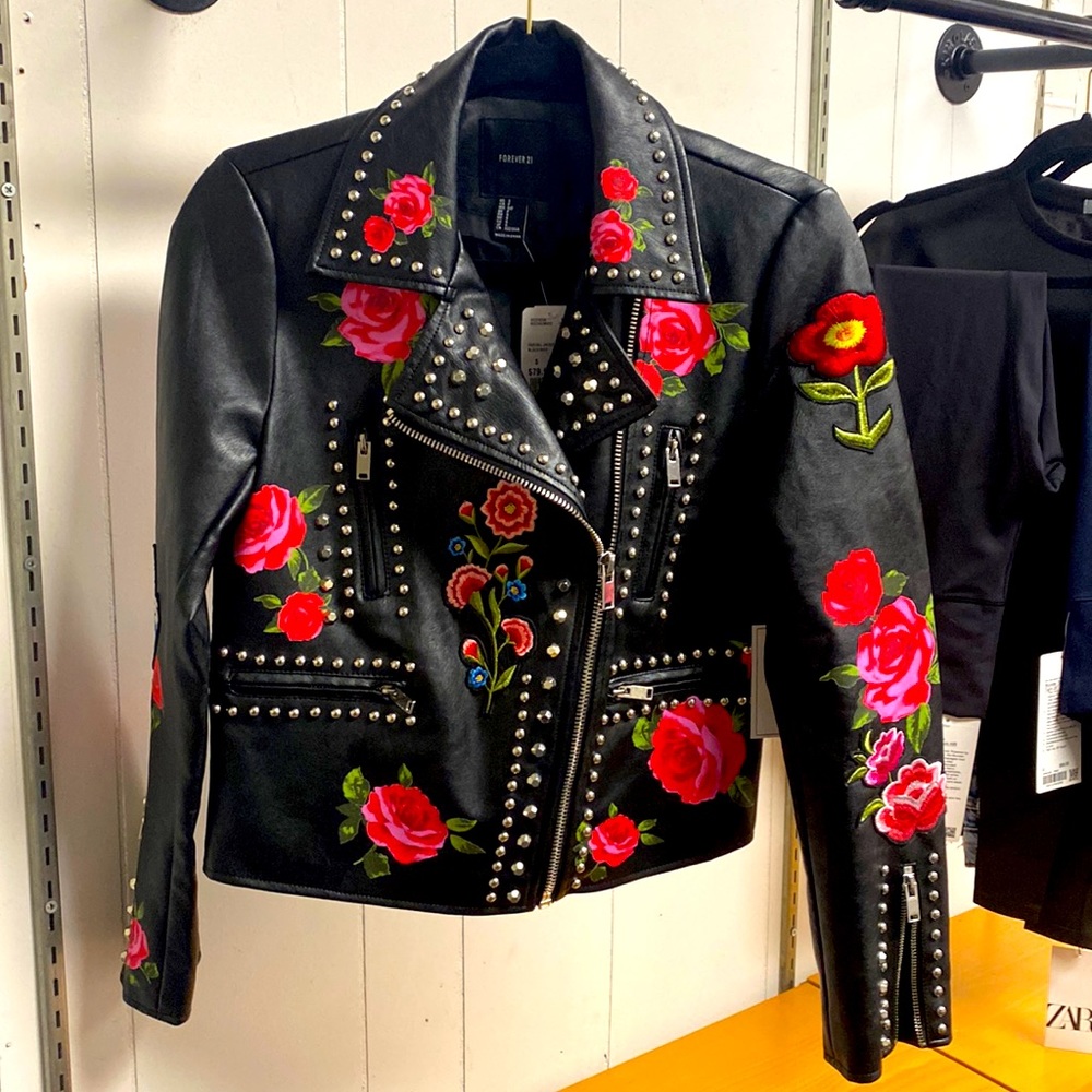 Rose faux leather jacket